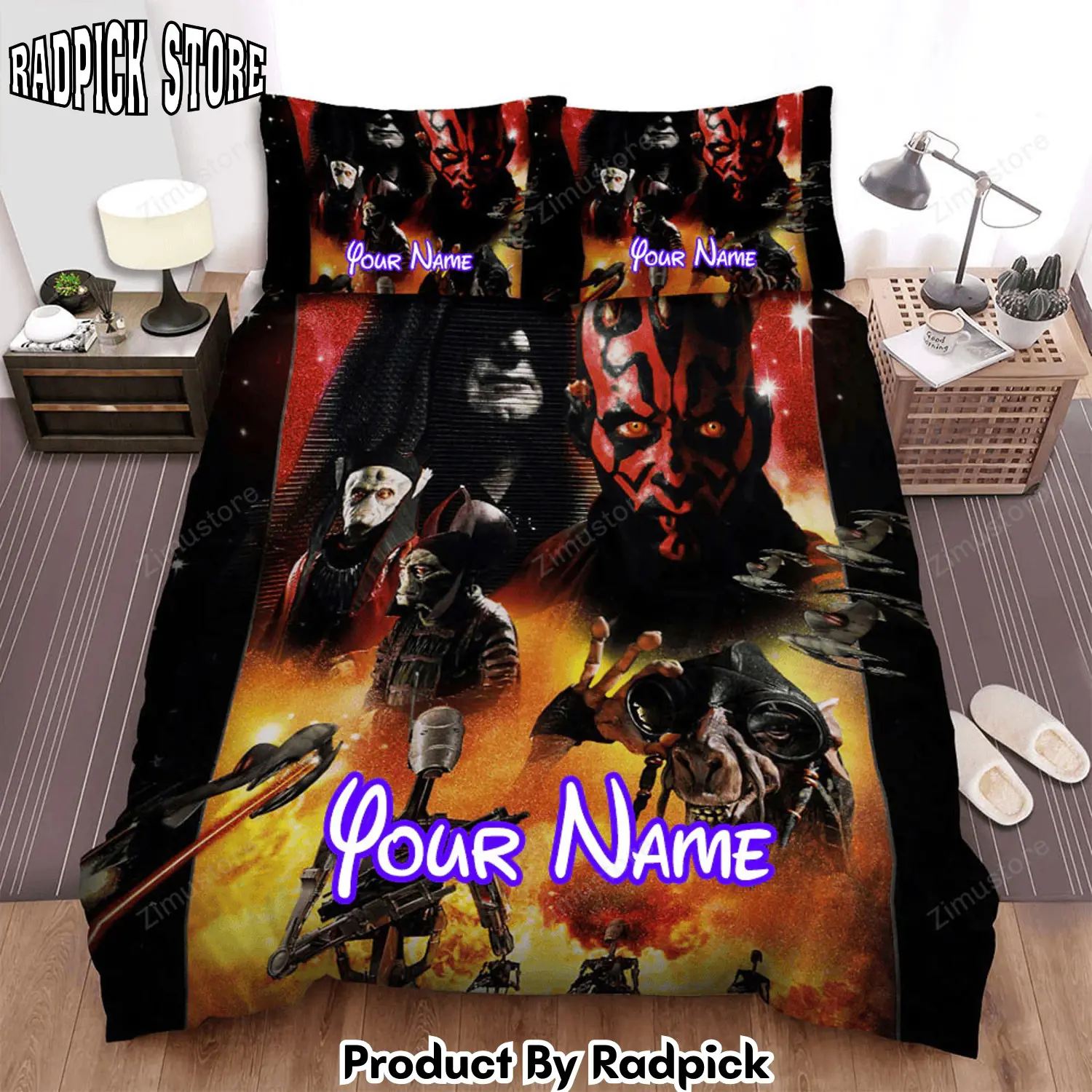 Radpick star wars episode i the phantom menace mask face of main actor scene in the film movie poster bed sheets spread comforter duvet cover personalized name bedding sets rp3271981